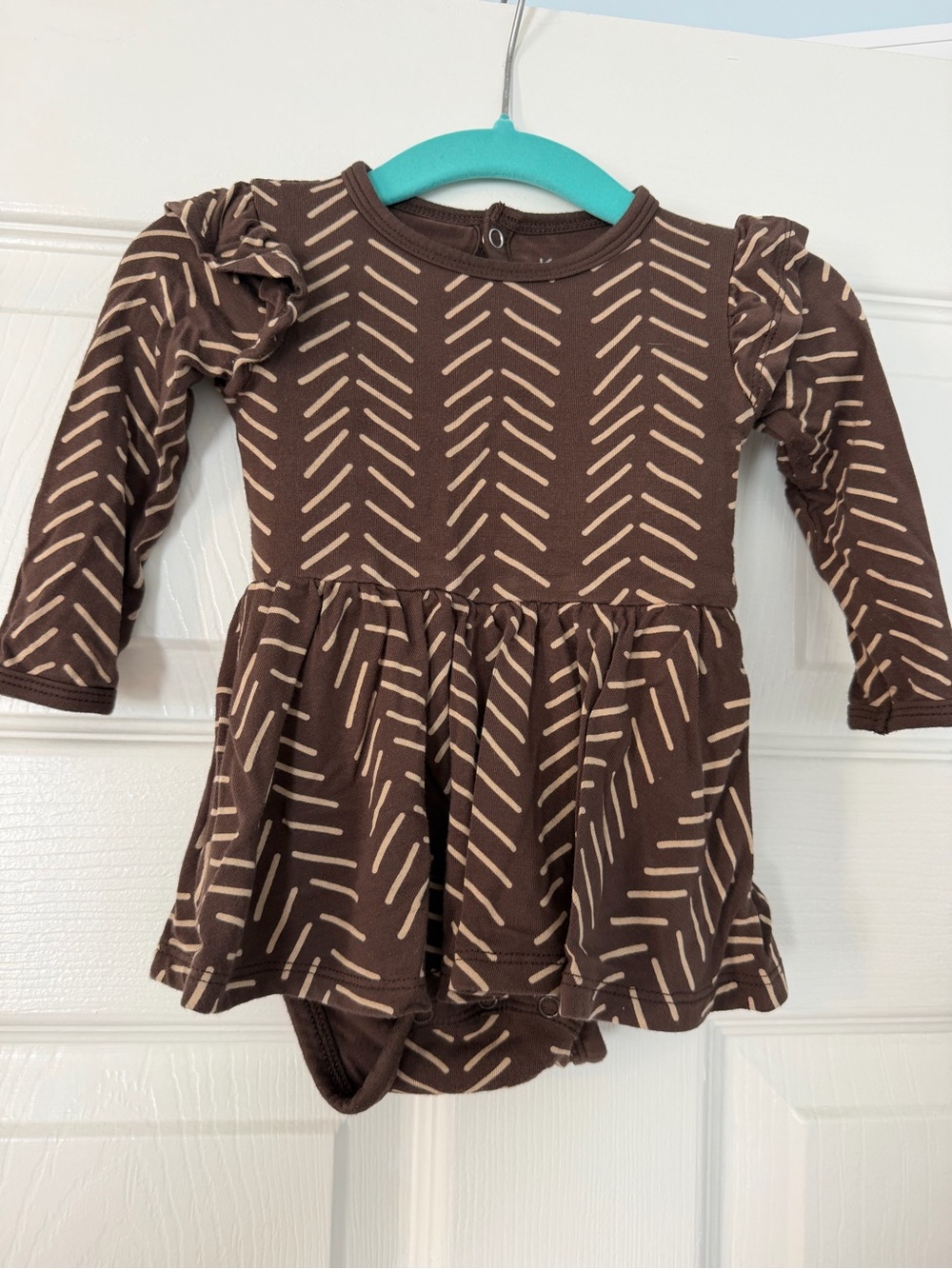 Kyte Baby Brown & Cream Patterned Long-Sleeve One-Piece Twirl Dress for Kids